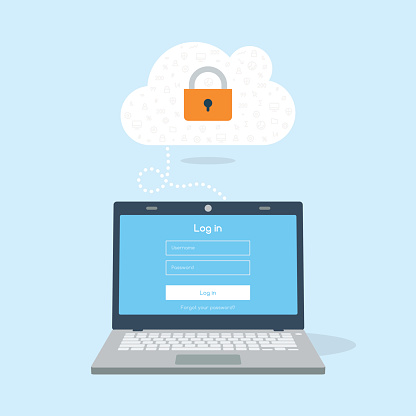 3D flat laptop device tries login to cloud.