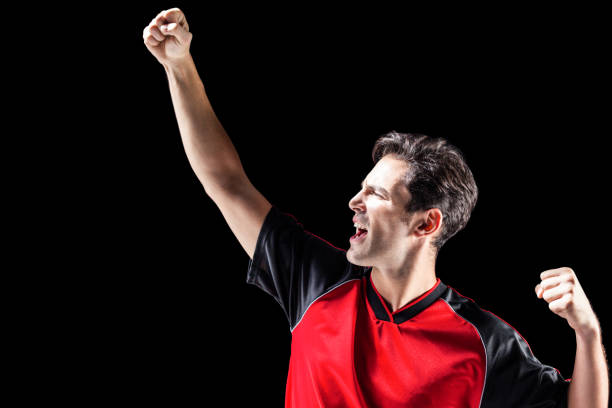 istock Male athlete posing after victory 660804864