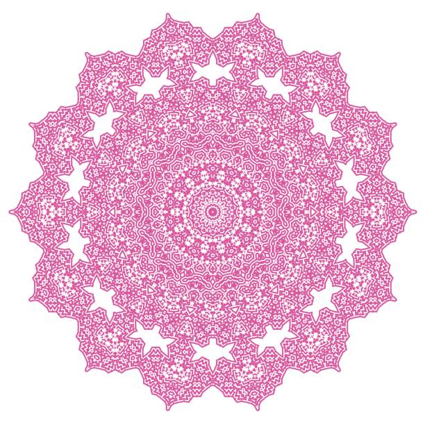 illustrazioni stock, clip art, cartoni animati e icone di tendenza di ornamento cerchio rosa isolato - lace pink white black