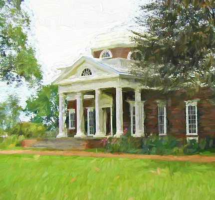 A digitally enhanced photo of Thomas Jefferson's residence, Monticello