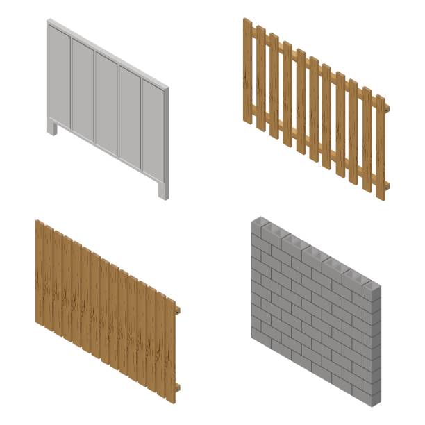 istock A set of isometric spans fences, vector illustration. 660871980