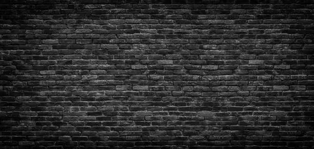Photo of Black brick wall texture, brick surface as background
