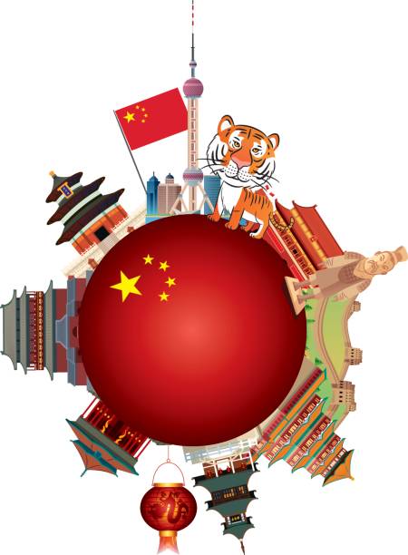 ilustrações, clipart, desenhos animados e ícones de torre do tambor - xian tower drum china