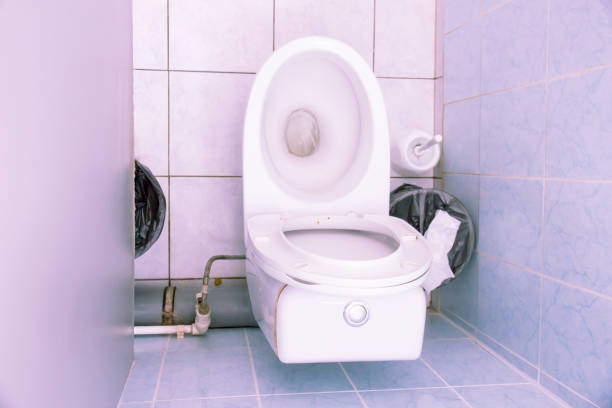 istock White toilet bowl in public interior 660930076