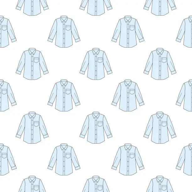 Vector illustration of Mens Blue Dress Shirts Seamless Pattern