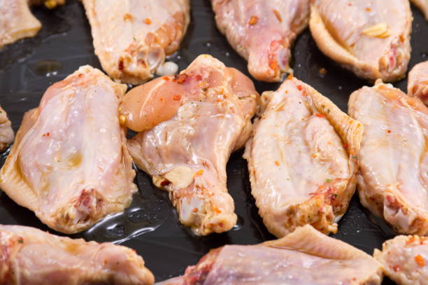 istock Raw chicken wings with spices ready for cooking 660939390