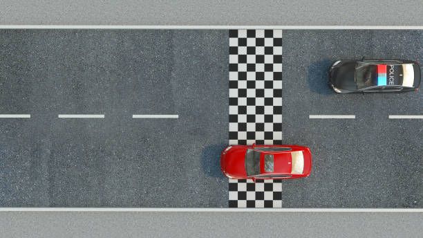 istock Police Car on the road. 3d illustration 660944682
