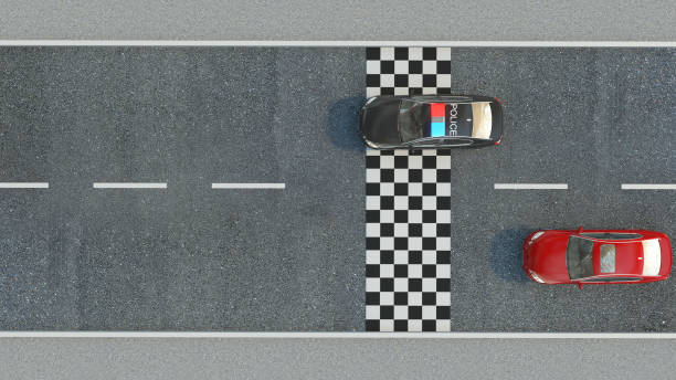istock Police Car on the road. 3d illustration 660944696