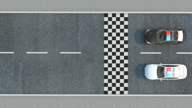 istock Police Car on the road. 3d illustration 660944710