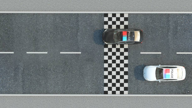 istock Police Car on the road. 3d illustration 660944716