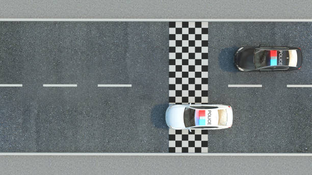 istock Police Car on the road. 3d illustration 660944742