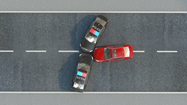 istock Police Car on the road. 3d illustration 660944834
