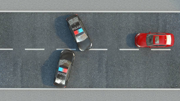 istock Police Car on the road. 3d illustration 660944844