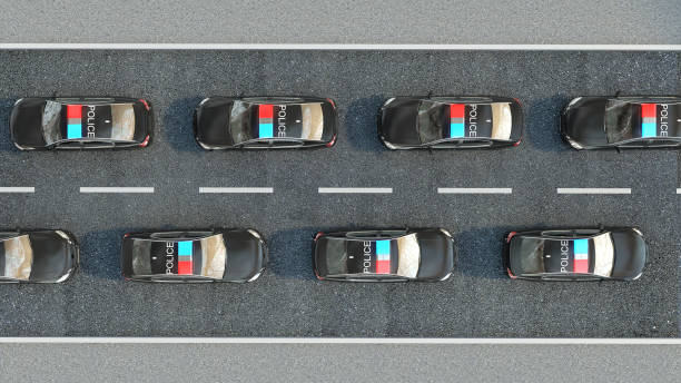 istock Police Car on the road. 3d illustration 660944876