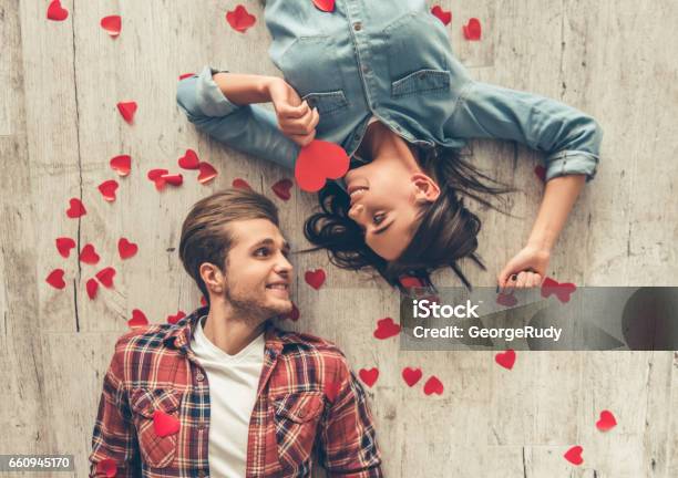 Happy Young Couple Stock Photo - Download Image Now - Valentine's Day - Holiday, Couple - Relationship, Love - Emotion