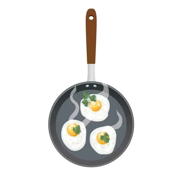 Vector illustration of Fresh Fried Eggs On White Background.