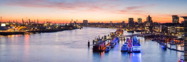 View over the Hamburg harbour, germany