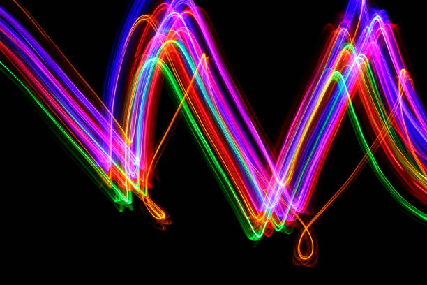 istock Multi-coloured fairy lights, light painting photography 660997976
