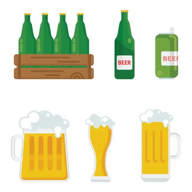 Vector illustration of set of beer packing