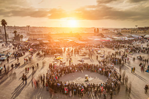 Sunset in Meknes Sunset at Lehdim Square, Meknes, Morocco, North Africa djemma el fna square stock pictures, royalty-free photos & images