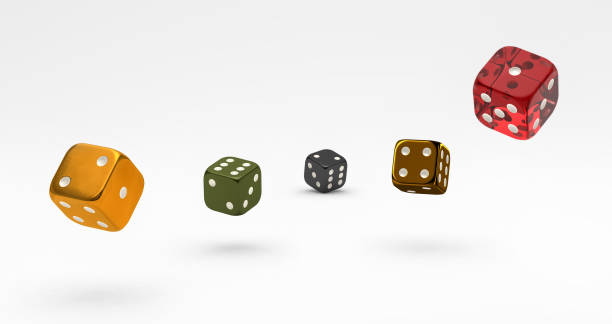 Casino theme. Composition of dices in different colors