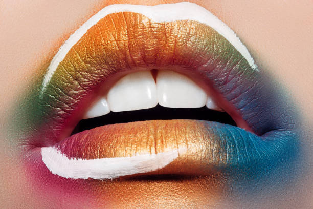 女性の唇のクローズアップ画像 - beauty beautiful creativity stage makeup ストックフォトと画像