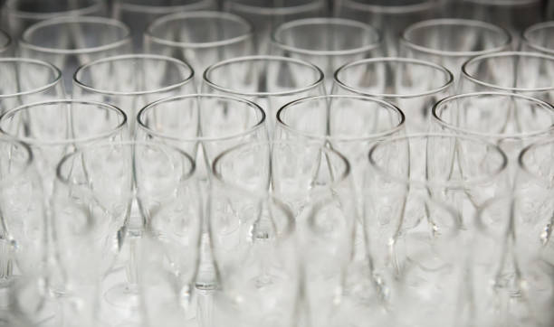 rows of glasses stock photo