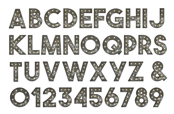 Alphabet of bulb signs isolated on the walls