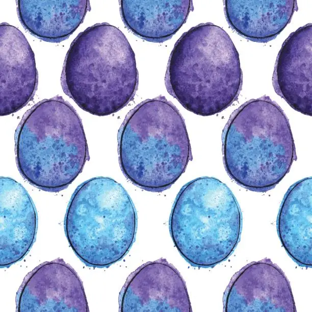 Vector illustration of Watercolor Vector Easter Egg Seamless Pattern