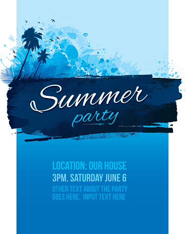 Blue summer party poster invitation