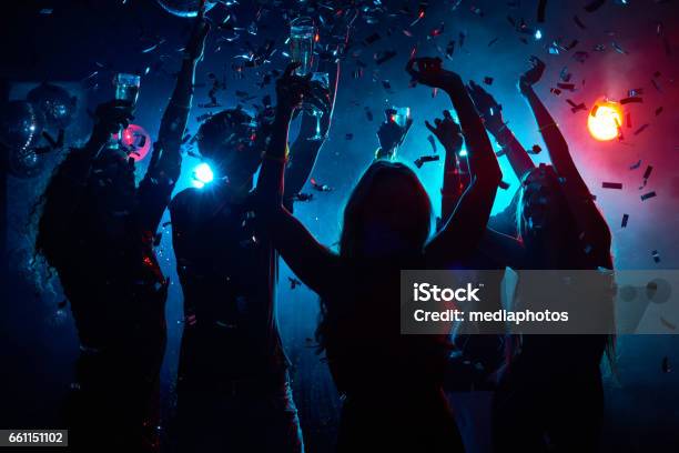 Nightclub Party With Confetti Stock Photo - Download Image Now - Party - Social Event, Nightclub, Dancing