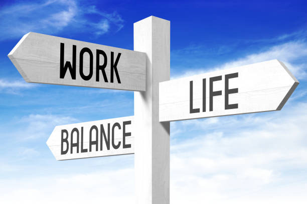 istock Work, life, balance - wooden signpost 661177318
