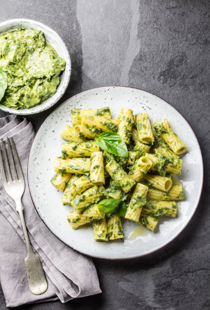 istock Vegetarian pasta with avocado and herb sauce 661236864