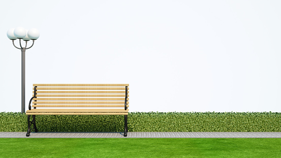 bench in park with white background - 3d rendering