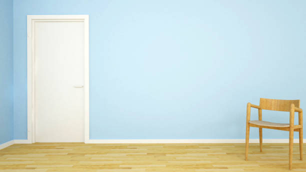 istock wood chair in blue room 661287002