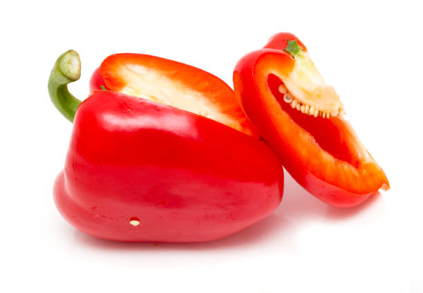 istock Juicy red paprika on a white background 661409488