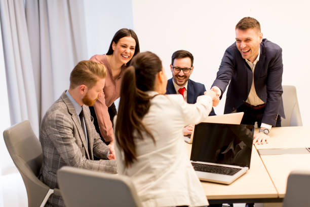 istock Business partners analyze the business results in modern office 661416308