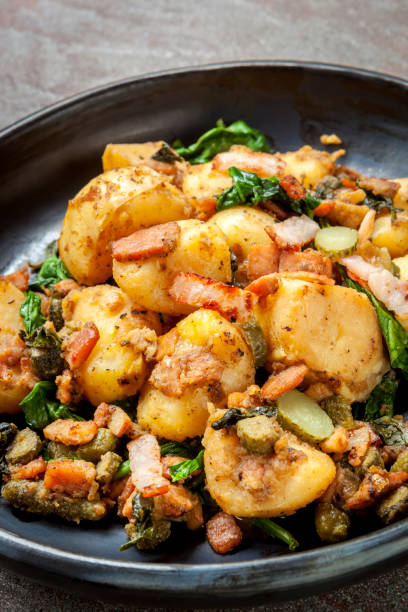 istock Potato and  Spinach Hash with Cornichons and Bacon 661419218