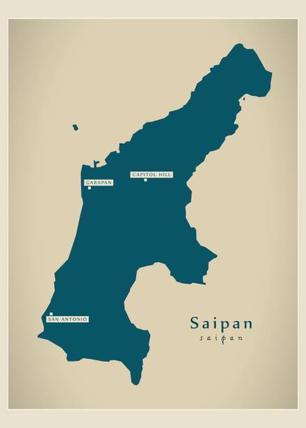 ilustraciones, imágenes clip art, dibujos animados e iconos de stock de mapa moderno - saipan mp - saipan