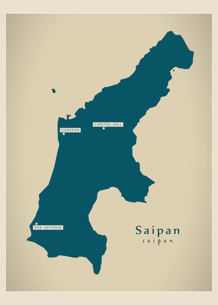 ilustrações, clipart, desenhos animados e ícones de moderno mapa - mp de saipan - saipan
