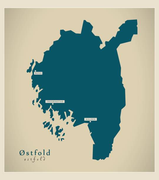 Modern Map - Ostfold NO Modern Map - Ostfold NO østfold stock illustrations