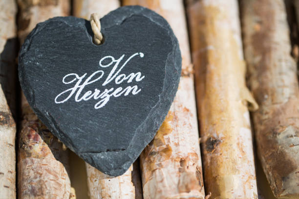 istock Heart from shale stone, text 