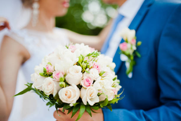 istock wedding couple on sunny day on wheat 661456392