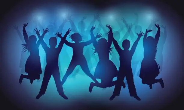 Vector illustration of Dancing people silhouettes