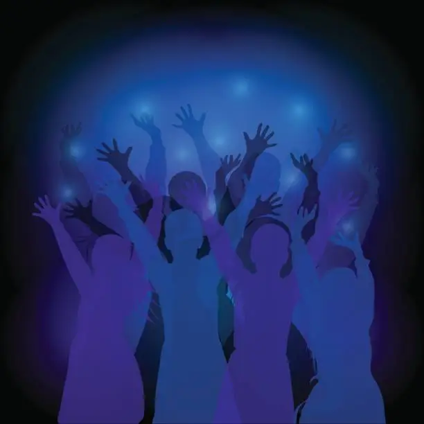 Vector illustration of Dancing people silhouettes