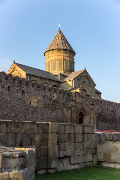 istock Mtskheta, Georgia. The Ancient World Heritage, Georgian Orthodox Jvari Monastery On The Spring Green Valley, Scenic Mountain Hills, Cloudy Sky Background. 661466986