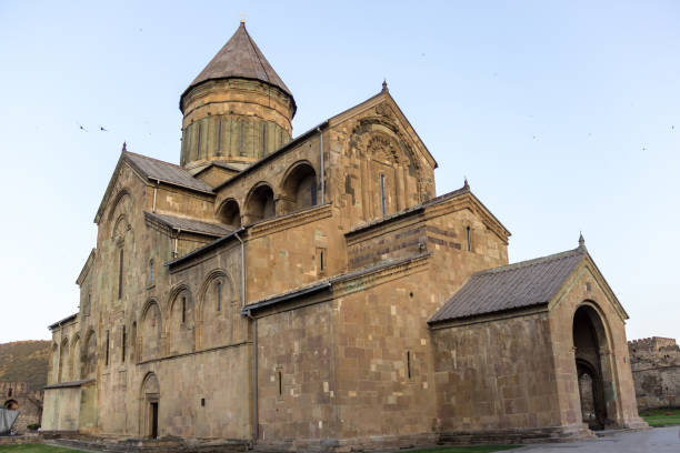 istock Mtskheta, Georgia. The Ancient World Heritage, Georgian Orthodox Jvari Monastery On The Spring Green Valley, Scenic Mountain Hills, Cloudy Sky Background. 661467274