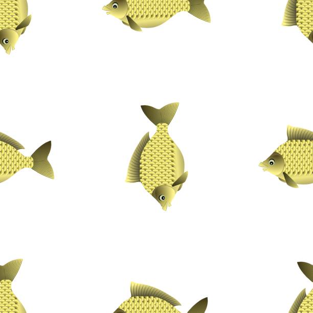 ilustrações, clipart, desenhos animados e ícones de carp fresco isolado. padrão de peixe sem emenda - animal scale fish silver backgrounds