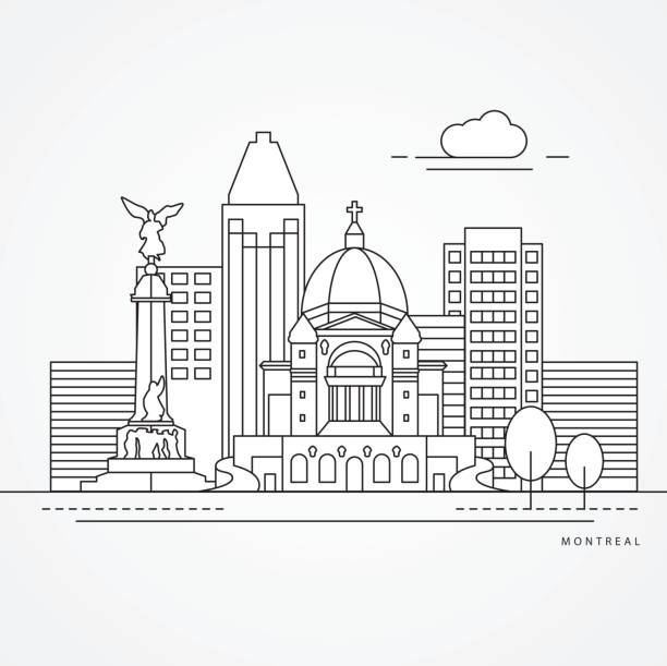 ilustrações de stock, clip art, desenhos animados e ícones de linear illustration of montreal, canada. - architecture art backgrounds church
