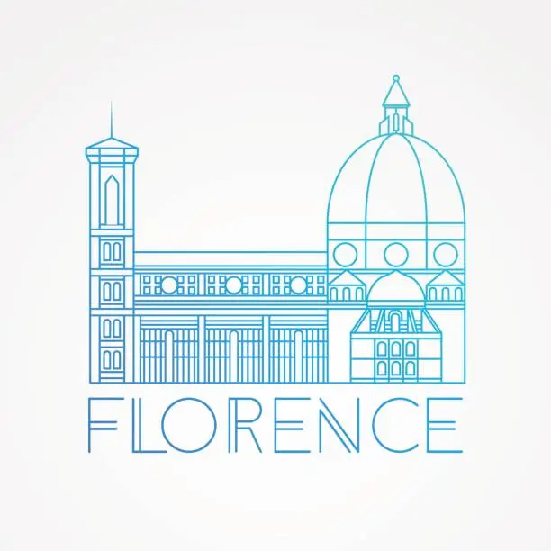 Vector illustration of The Cattedrale di Santa Maria del Fiore - The symbol of Italy, Florence